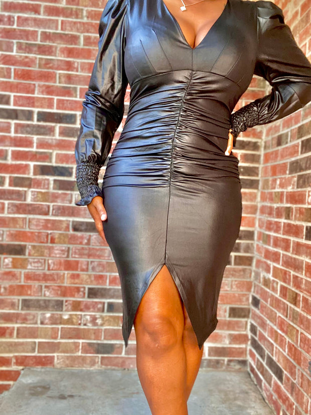 The “SERENITY” FAUX LEATHER DRESS